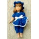 Boneca Knightsbridge Dolls, Porcelana, Rosto e Mãos Articuláveis em Biscuit Porcelana, Importada, Vestido Azul com Renda