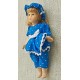 Boneca Knightsbridge Dolls, Porcelana, Rosto e Mãos Articuláveis em Biscuit Porcelana, Importada, Vestido Azul com Renda