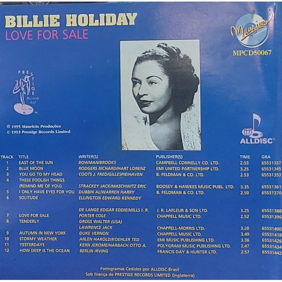 Cd Billie Holiday, Love For Sale Cd Billie Holiday, Love For Sale
