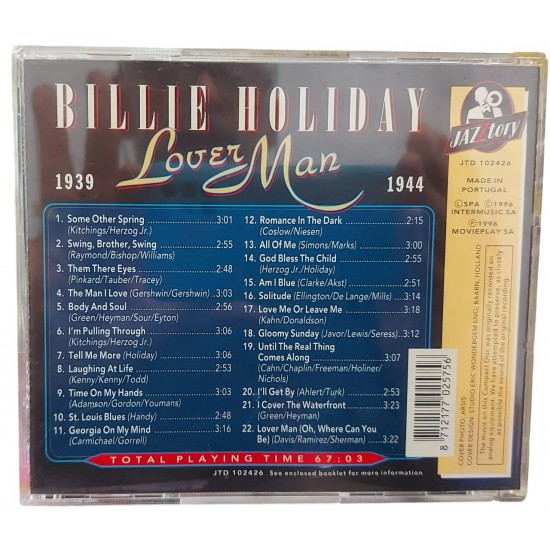 Cd Billie Holiday, Lover Man 1939 a 1944