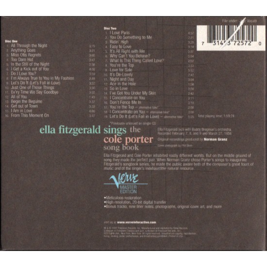 Cd Ella Fitzgerald Sings The Cole Porter Song Book, Duplo, Importado USA, 1997