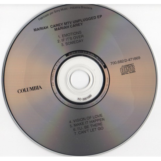 Cd Mariah Carey, MTV Unplugged Ep Cd Mariah Carey, MTV Unplugged Ep