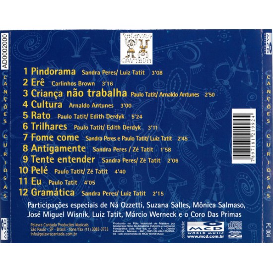 Cd Palavra Cantada Apresenta Canções Curiosas, 2003 Cd Palavra Cantada Apresenta Canções Curiosas, 2003