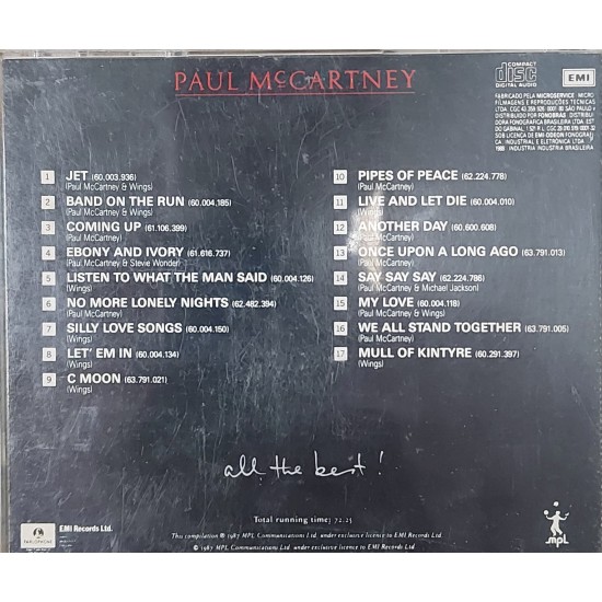 Cd Paul MacCartney, All The Best Cd Paul MacCartney, All The Best