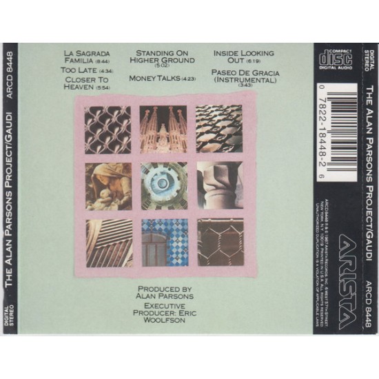 Cd The Alan Parsons Project, Gaudi, Arista, 1987, Importado USA