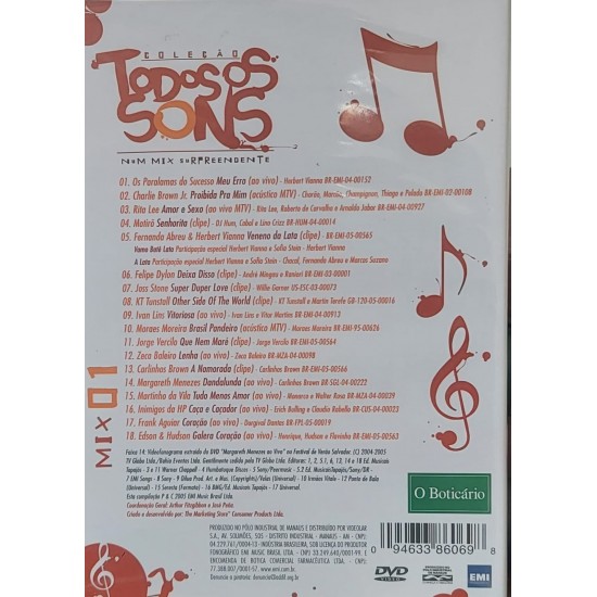 Dvd Coleção Todos os Sons, Num Mix Surpreendente - Boticário Dvd Coleção Todos os Sons, Num Mix Surpreendente - Boticário