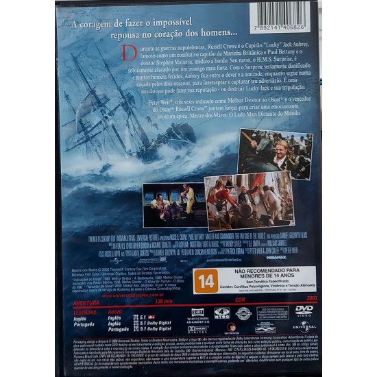 Dvd Mestre dos Mares, O Lado mais Distante do Mundo, Russell Crowe