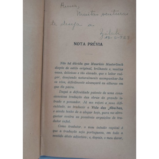 A Inteligência das Flores, Mauricio Maeterlinck, Capa Dura, Edição de 1921