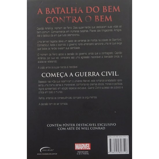 Guerra Civil, Edição Especial, Stuart Moore, Romance Adaptado dos Quadrinhos de Mark Millar e Steve McNiven - Frete Grátis