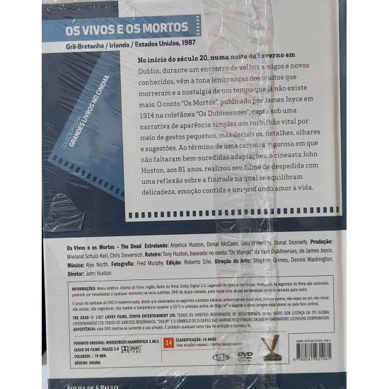 Livro / Dvd Os Vivos e Os Mortos, Grandes Livros no cinema, Um Filme Baseado na Obra de James Joyce